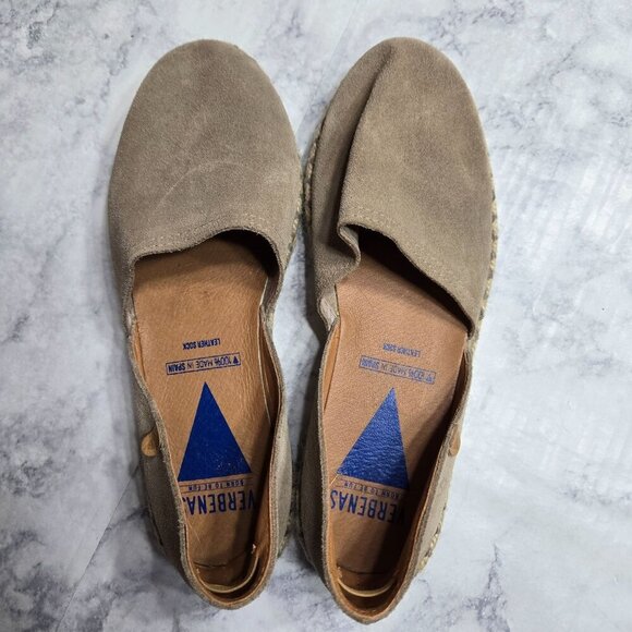 Verbenas Suede Espadrille Flats Women 38 Beige Leather Sock Spain-Made Slip-On C - Picture 7 of 12
